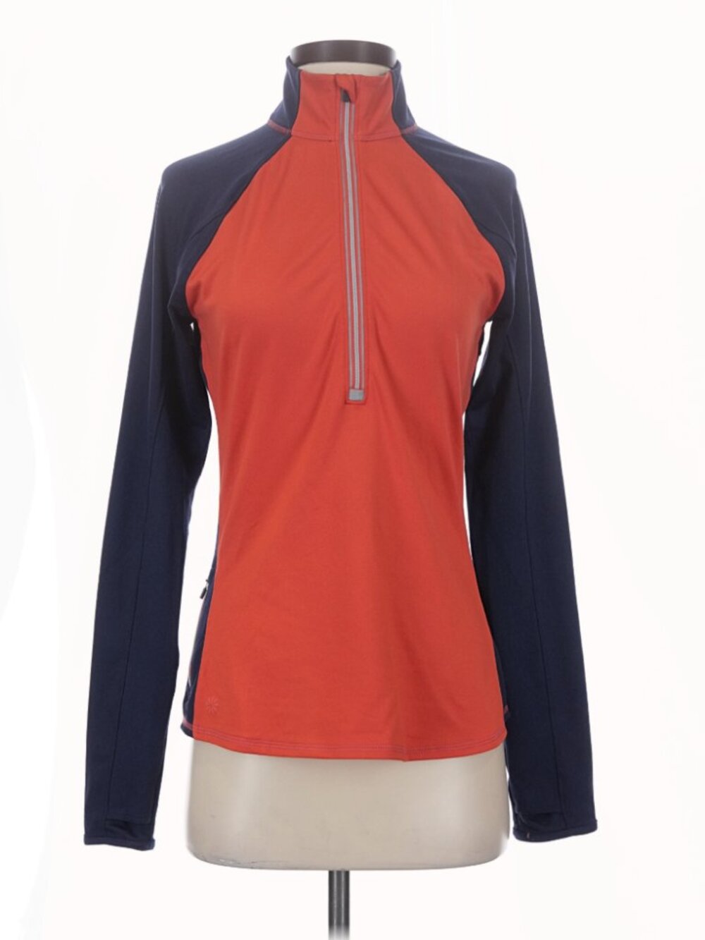 Athleta Running Wild 1/2 Zip Athletic Top Colorblock Navy Orange Size XXS NWT